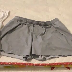 Athleta White Draped Wrap-Front Women's Top.Gray Lululemon Shorts